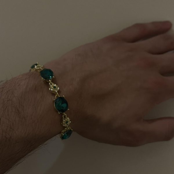 Green rhinestone bracelet