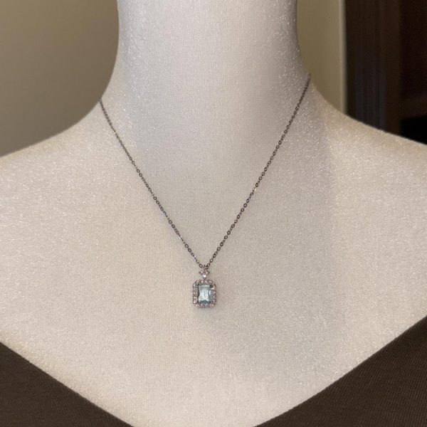 Sterling Silver blue crystal necklace
