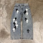 Men's Blue and Grey Jeans