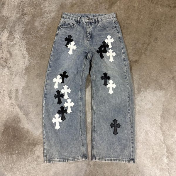 Men's Blue and Grey Jeans