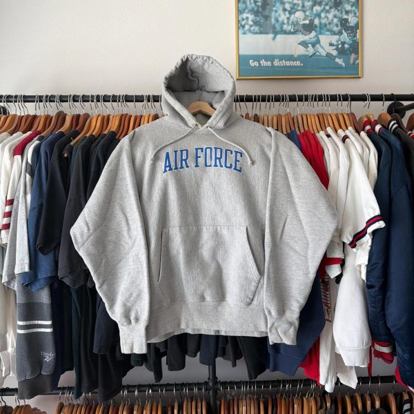 Champion Men's Grey and Blue Hoodie