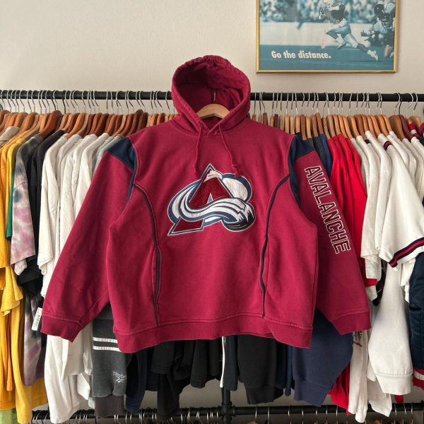 American Vintage Men's Burgundy and Navy Hoodie