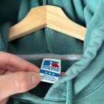 Russell Athletic Men's Green and Cream Hoodie - Image 7