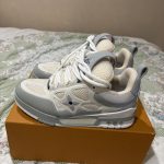 Louis Vuitton Men's White and Grey Trainers - Image 2