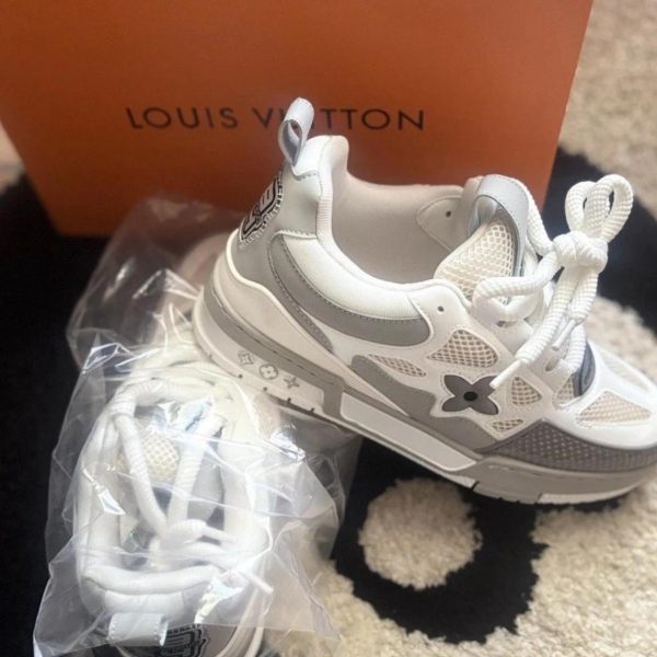 Louis Vuitton Men's White and Grey Trainers