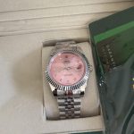 Men's Silver and Pink Watch - Image 2