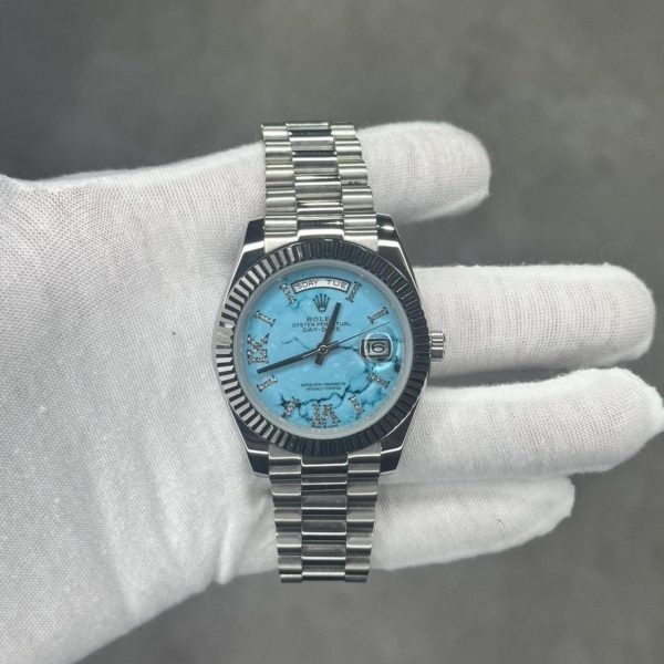 Men's Silver and Blue Watch